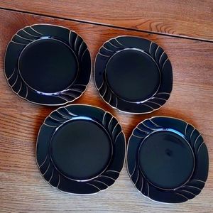 Wave Golden Black Salad Plates Gallery Collections by Ranmaru